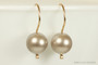 10mm round champagne pearl drop earrings in 14K yellow gold filled wire handmade by Jessica Luu Jewelry