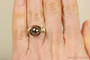 10mm dark chocolate brown pearl solitaire ring in 14K yellow gold filled wire wrapped setting handmade by Jessica Luu Jewelry
