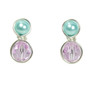 Aqua blue pearl and lavender Austrian crystal drop earrings in sterling silver wire wrapped setting handmade by Jessica Luu Jewelry