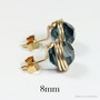 8mm Montana sapphire blue Austrian crystal stud earrings in 14K yellow gold filled wire wrapped setting handmade by Jessica Luu Jewelry