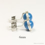 6mm lapis blue pearl stud earrings in sterling silver wire wrapped setting handmade by Jessica Luu Jewelry