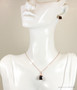 14K rose gold filled wire wrapped jet black  cube stud earrings and necklace set handmade by Jessica Luu Jewelry