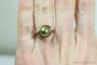 10mm olive green pearl solitaire ring in 14K rose gold filled wire wrapped setting and band handmade by Jessica Luu Jewelry