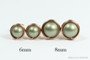 14K rose gold filled wire wrapped stud earrings with 6mm and 8mm sage green pearls handmade by Jessica Luu Jewelry