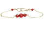 6mm and 8mm red pearls in 14K yellow gold filled wire wrapped setting on chain bracelet handmade by Jessica Luu Jewelry