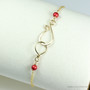 6mm and 8mm red pearls in 14K yellow gold filled wire wrapped setting on chain bracelet handmade by Jessica Luu Jewelry