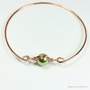 14K rose gold filled wire wrapped bangle bracelet with 10mm olive pearl solitaire handmade by Jessica Luu Jewelry