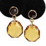 Honey colored Austrian crystal dangle earrings with dark brown Austrian crystal post backings handmade by Jessica Luu Jewelry