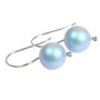 10mm iridescent light blue pearl drop earrings with sterling silver hook ear wires handmade by Jessica Luu Jewelry