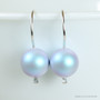 10mm iridescent light blue pearl drop earrings with sterling silver hook ear wires handmade by Jessica Luu Jewelry