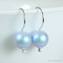 10mm iridescent light blue pearl drop earrings with sterling silver hook ear wires handmade by Jessica Luu Jewelry