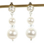 White pearl and crystal dangle earrings with white pearl posts in sterling silver wire wrapped setting handmade by Jessica Luu Jewelry