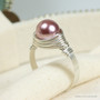 8mm blush pink pearl solitaire ring in sterling silver wire wrapped setting and band handmade by Jessica Luu Jewelry