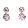 Pink pearl and crystal earrings in sterling silver wire wrapped setting handmade by Jessica Luu Jewelry