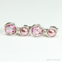 Pink pearl and crystal earrings in sterling silver wire wrapped setting handmade by Jessica Luu Jewelry