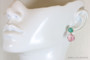 Light pink and green Austrian crystal drop earrings in sterling silver wire wrapped setting handmade by Jessica Luu Jewelry