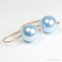 12mm light blue pearl drop earrings with 14K rose gold filled hook ear wires handmade by Jessica Luu Jewelry