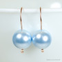 12mm light blue pearl drop earrings with 14K rose gold filled hook ear wires handmade by Jessica Luu Jewelry