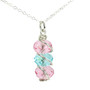 Pink and blue Austrian crystal pendant on sterling silver 18 inch long chain necklace handmade by Jessica Luu Jewelry