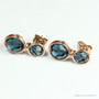 6mm and 8mm faceted round Montana sapphire blue Austrian crystal drop earrings in 14K rose gold filled wire wrapped setting with post style backings handmade by Jessica Luu Jewelry