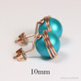 14K rose gold filled wire wrapped 10mm teal blue green pearl stud earrings handmade by Jessica Luu Jewelry