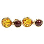 Topaz orange Austrian crystal and maroon pearl drop earrings in 14K yellow gold filled wire wrapped setting handmade by Jessica Luu Jewelry