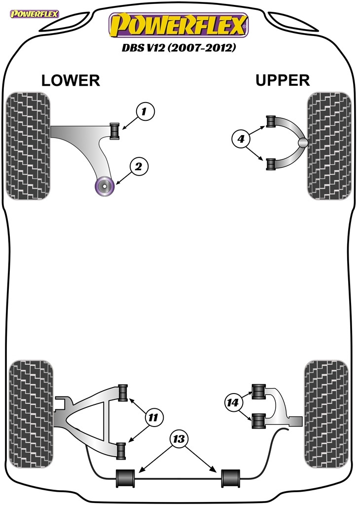 Powerflex Rear Upper Wishbone Bushes - DBS V12 (2007-2012) - PFR2-114