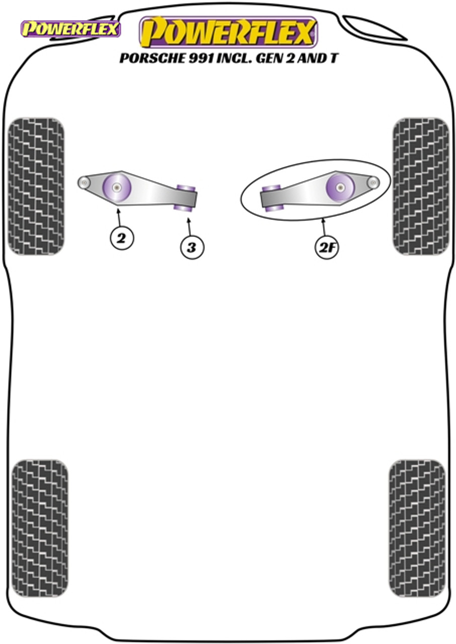 Powerflex Front Track Control Arm Outer Bushes - 991 (2012 - 2019) - PFF57-804