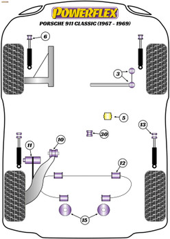 Powerflex Heritage Rear Shock Upper Mounting Bushes - 911 Classic (1967 - 1969) - PFR57-413H