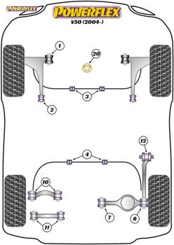 Powerflex Front Wishbone Rear Bush Anti-Lift & Caster Offset - V50 (2004 onwards) - PFF19-1002G