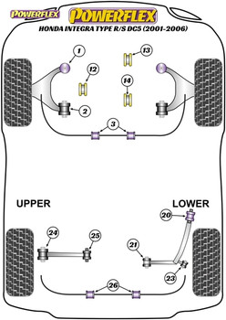 Powerflex Track Front Arm Rear Bushes Camber Adjustable - Integra Type R/S DC5 (2001 - 2006) - PFF25-302GBLK