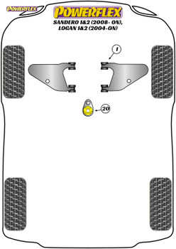 Powerflex Track Lower Engine Mount Insert - Sandero I & II inc Stepway (2008 - ON) - PFF60-920BLK