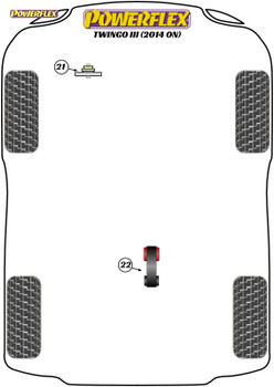 Powerflex Track Gearbox Mounting Bush Insert - Twingo III (2014 on) - PFF60-1421BLK