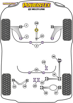 Powerflex Track Lower Torque Mount Small Bush - Q2 4WD Quattro MULTI LINK  PFF3-1321BLK