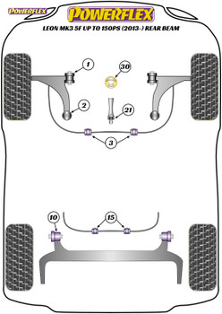 Powerflex Track Lower Torque Mount Small Bush - Leon MK3 5F upto 150PS (2013-) Rear Beam  PFF3-1321BLK