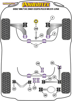 Powerflex Track Lower Torque Mount Small Bush - Golf MK7 5G 2WD 122PS plus Multi-link  PFF3-1321BLK