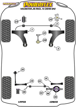 Powerflex Track Rear Upper and Lower Spring Pads - Veloster JS inc N (2018 on) - PFR26-119BLK