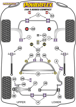 Powerflex Track Transmission Mounting Bushes (Motorsport) - E46 3 Series Compact - PFF5-4655BLK