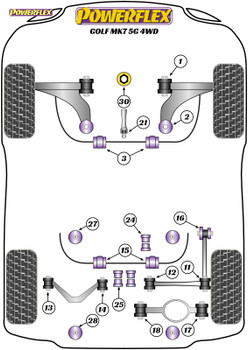 Powerflex Lower Torque Mount Small Bush - Golf MK7 5G 4WD - PFF3-1324
