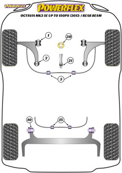 Powerflex Track Lower Torque Mount Small Bush - Octavia Mk3 5E up to 150PS Rear Beam - PFF3-1320BLK