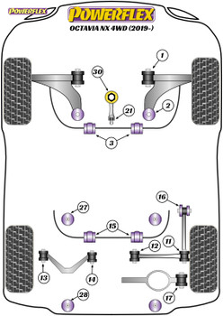 Powerflex Track Lower Torque Mount Small Bush - Octavia NX 4WD (2019 on) - PFF3-1320BLK