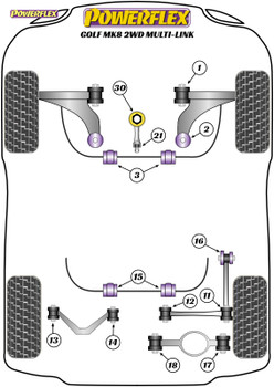 Powerflex Track Lower Torque Mount Small Bush - Golf Mk8 2wd Multi-Link - PFF3-1320BLK