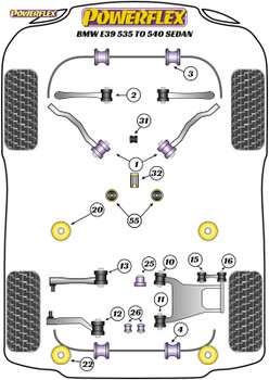 Powerflex Heritage Front Lower Tie Bar To Chassis Bush - E39 5 Series 535 to 540 & M5 - PFF5-501H