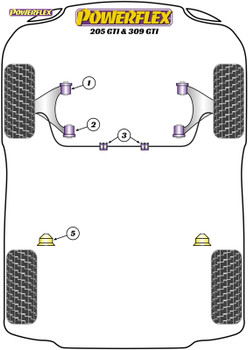 Powerflex Heritage Rear Bump Stop - 205 GTi & 309 GTi - BS007H