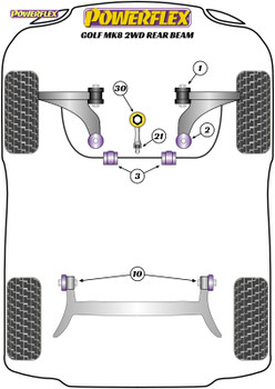 Powerflex Front Lower Engine Mount Hybrid Bush (Large) - Fast Road/Track - Golf Mk8 2wd Rear Beam - PFF85-831P