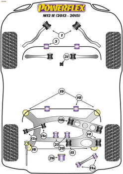 Powerflex Rear Subframe Rear Mounting Insert - M12 (2013 - 2015) - PFR5-421