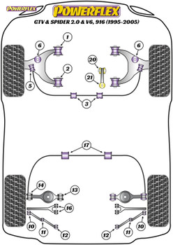 Powerflex Heritage Engine Mount to Stabiliser Bush - GTV & Spider 2.0 & V6, 916 (1995-2005) - PFF1-820H