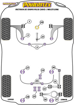 Powerflex Track Lower Torque Mount Small Bush - Octavia Mk3 5E 150PS plus Multi-link - PFF3-1326BLK