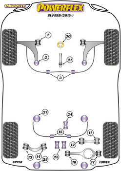 Powerflex Lower Torque Mount Small Bush - Superb (2015 - ) - PFF3-1326