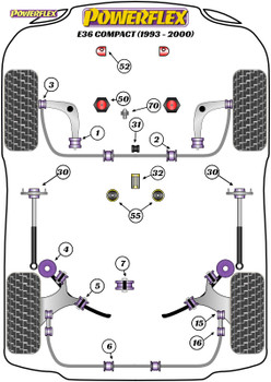 Powerflex Heritage Rear Anti Roll Bar Mounting Bush 16mm - E36 3 Series Compact (1993-2000) - PFR5-504-16H